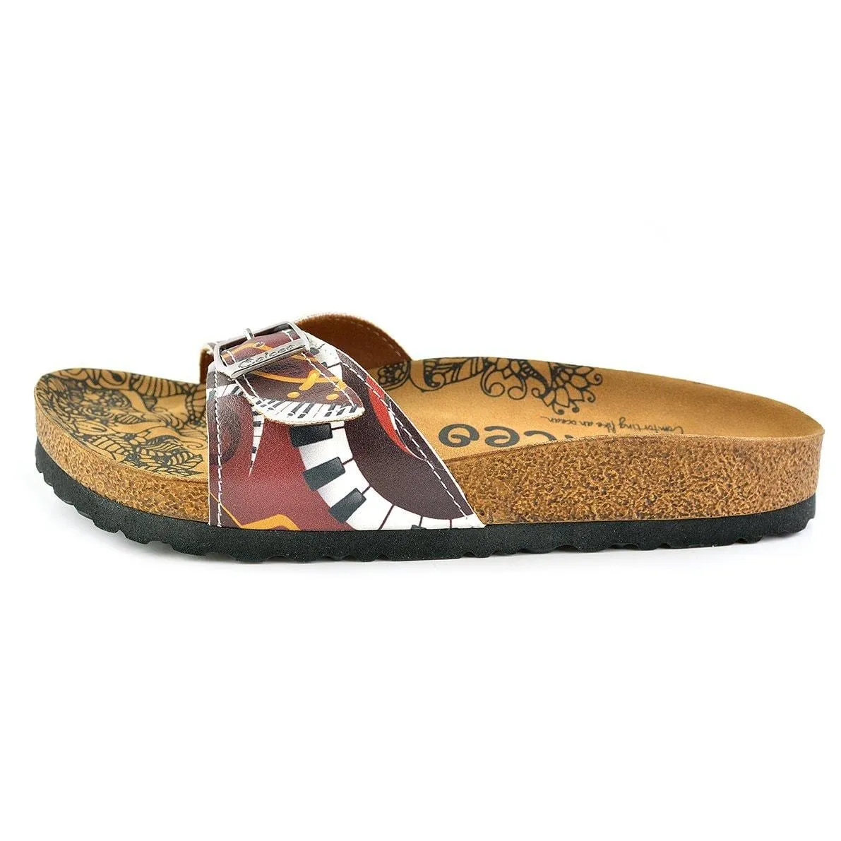Claret Red Colored Piano Patterned Sandal - CAL901