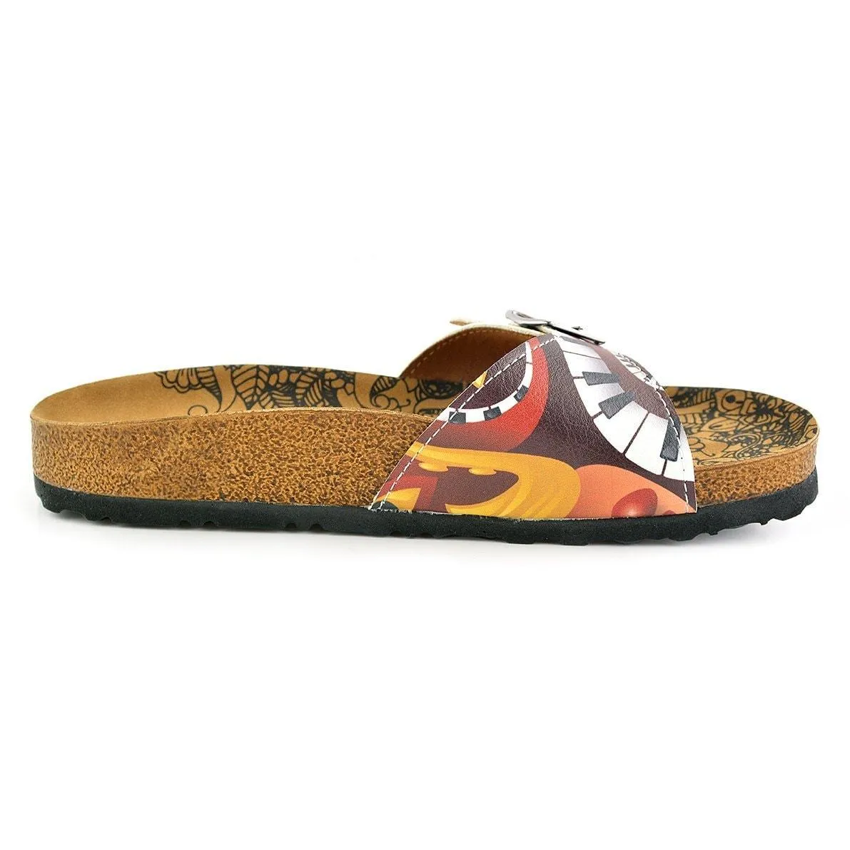 Claret Red Colored Piano Patterned Sandal - CAL901