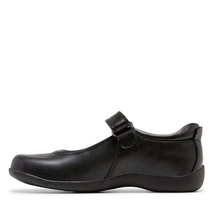 Clarks Elise Junior E  Width - Black