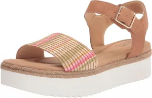 Clarks Women's Lana Shore Flat Sandal 26164475 Light Tan Leather Brown 10M