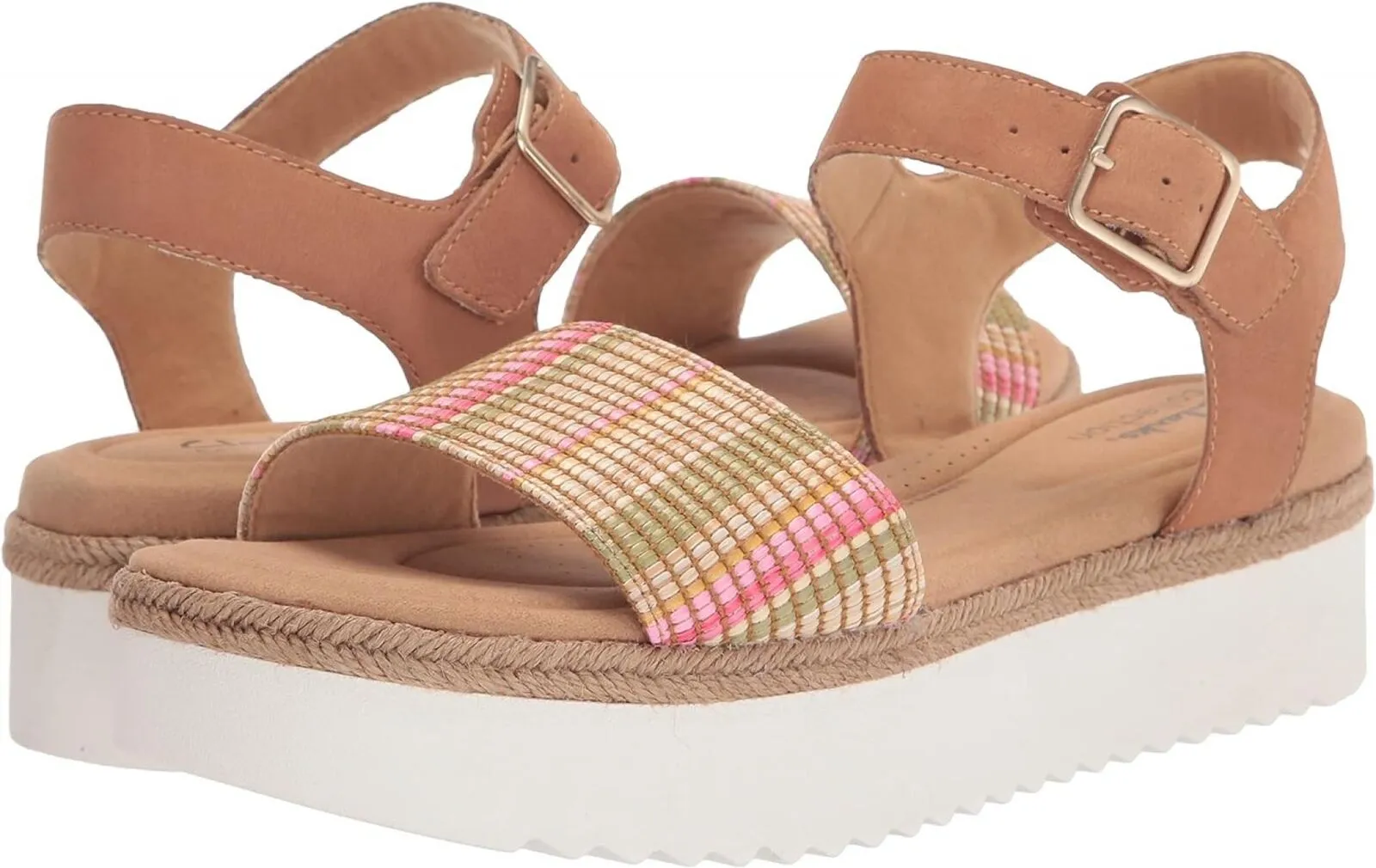 Clarks Women's Lana Shore Flat Sandal 26164475 Light Tan Leather Brown 10M