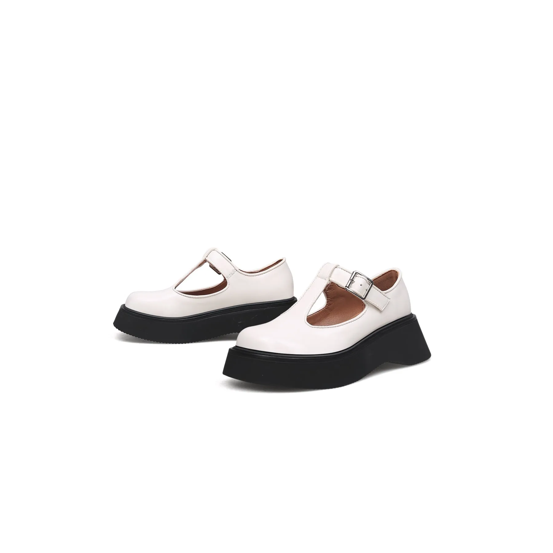 Classic T-Strap Leather Mary Jane Ivory