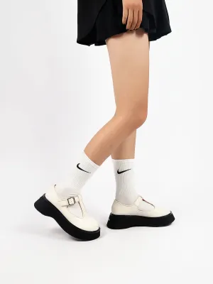 Classic T-Strap Leather Mary Jane Ivory