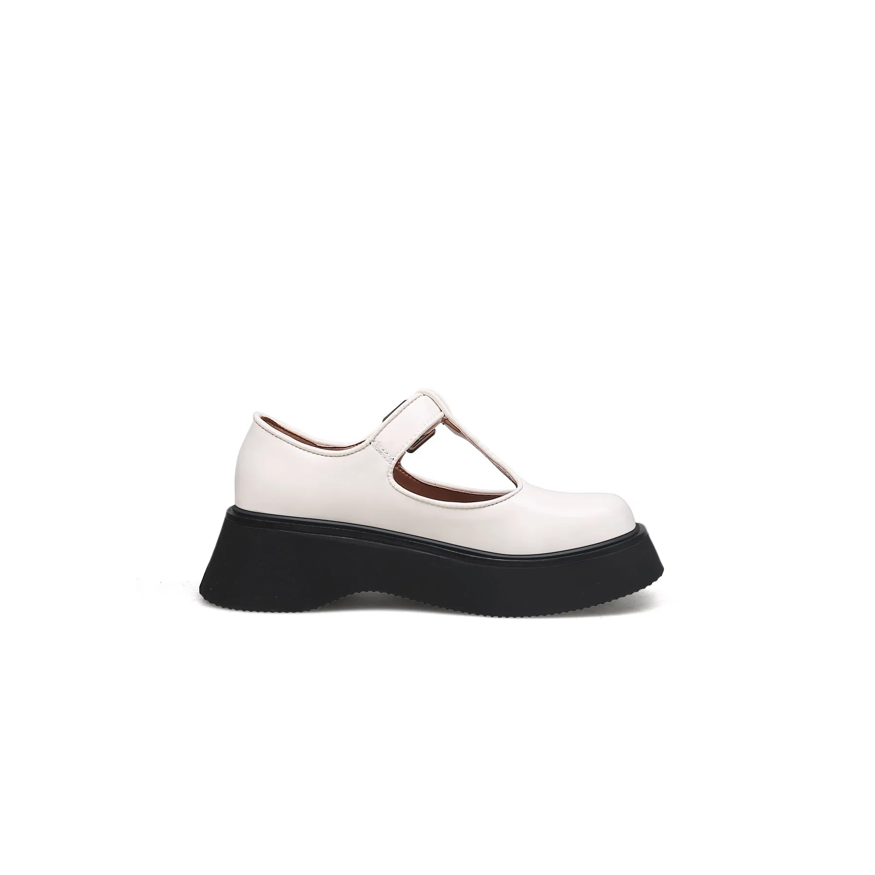 Classic T-Strap Leather Mary Jane Ivory