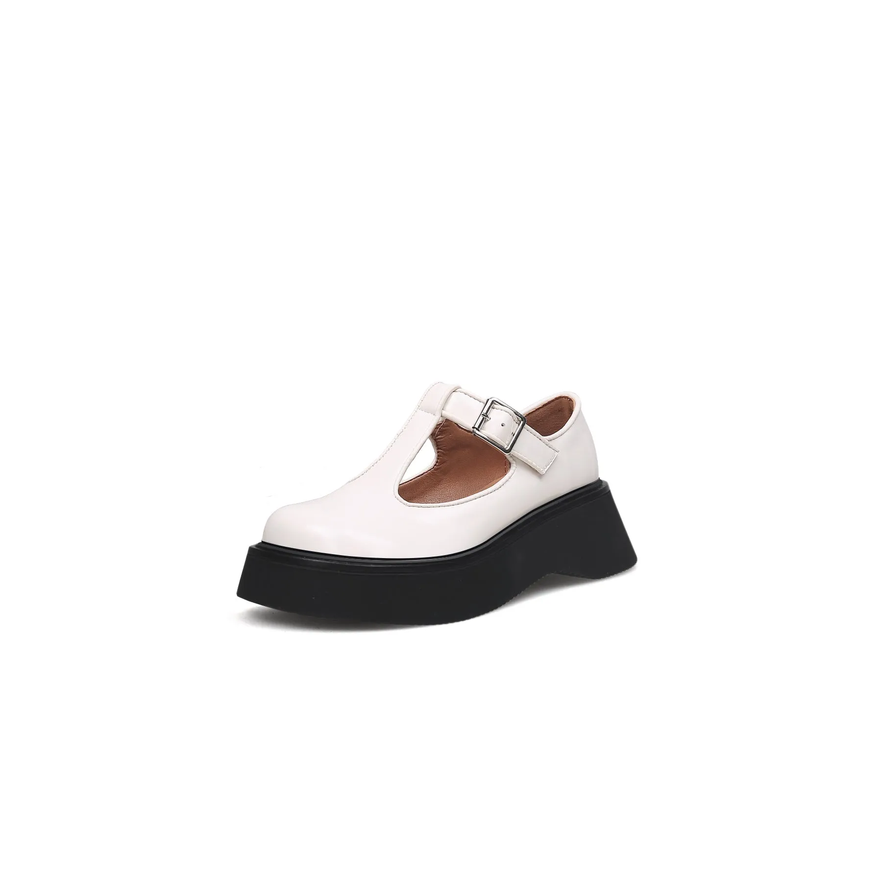 Classic T-Strap Leather Mary Jane Ivory