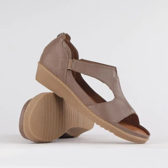 Close Back T-bar Sandal with Removable Footbed in Stone - 12707