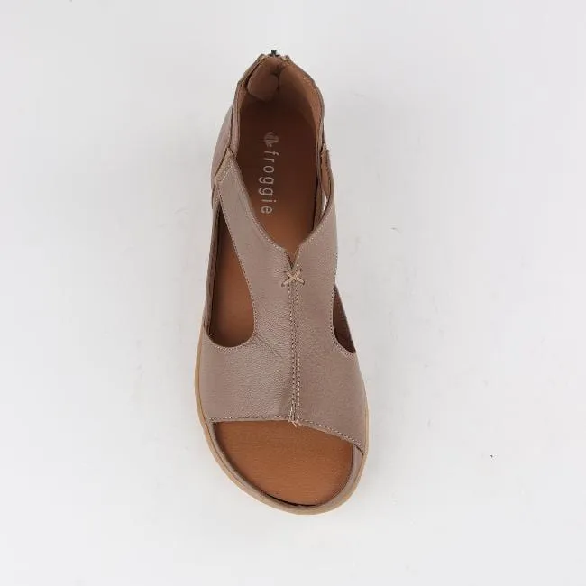 Close Back T-bar Sandal with Removable Footbed in Stone - 12707