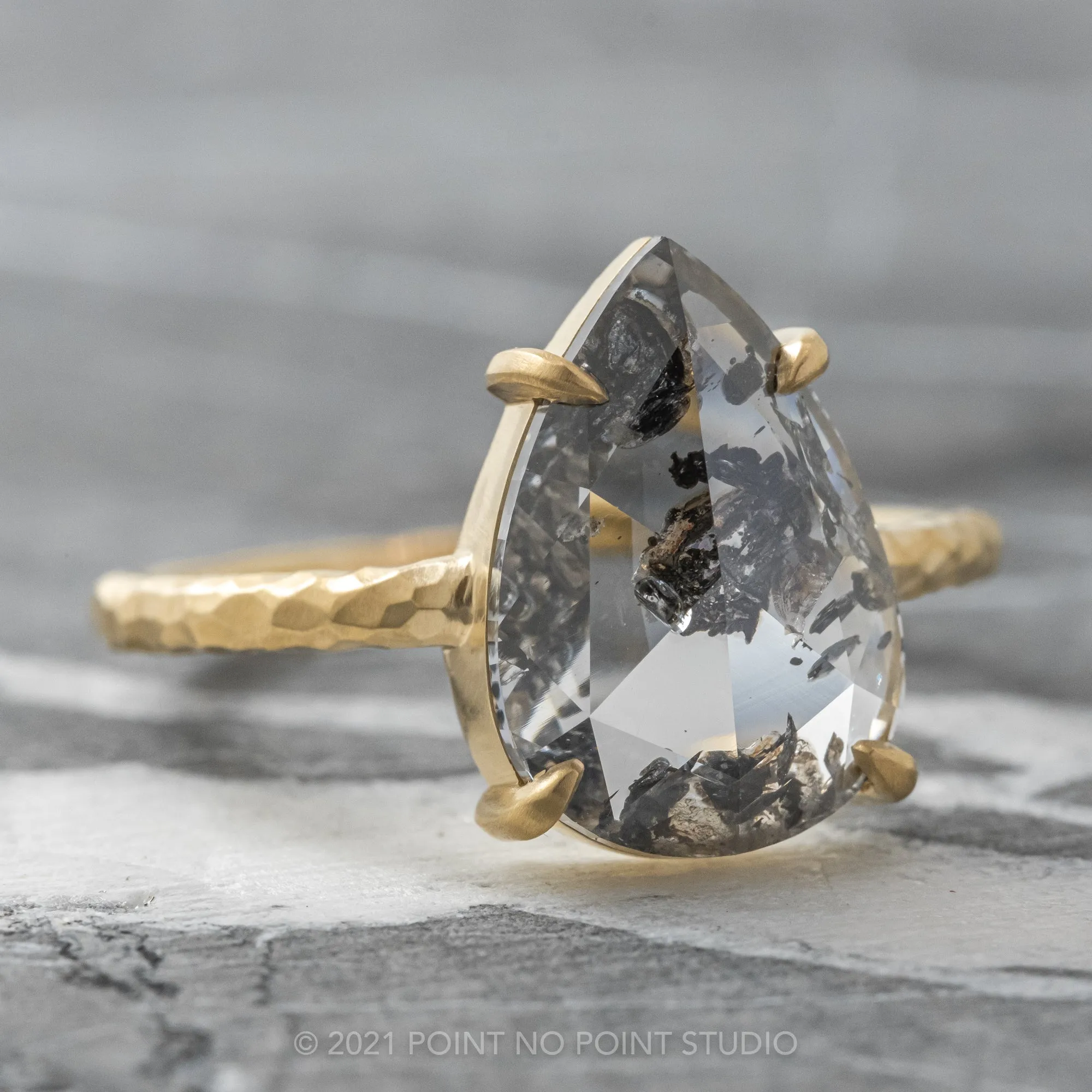 Custom Hammered Jane Engagement Ring