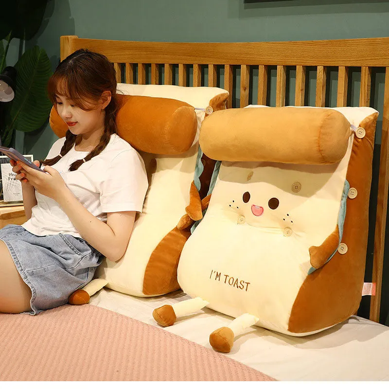 Cute Face Toast Bread Wedge Cushion