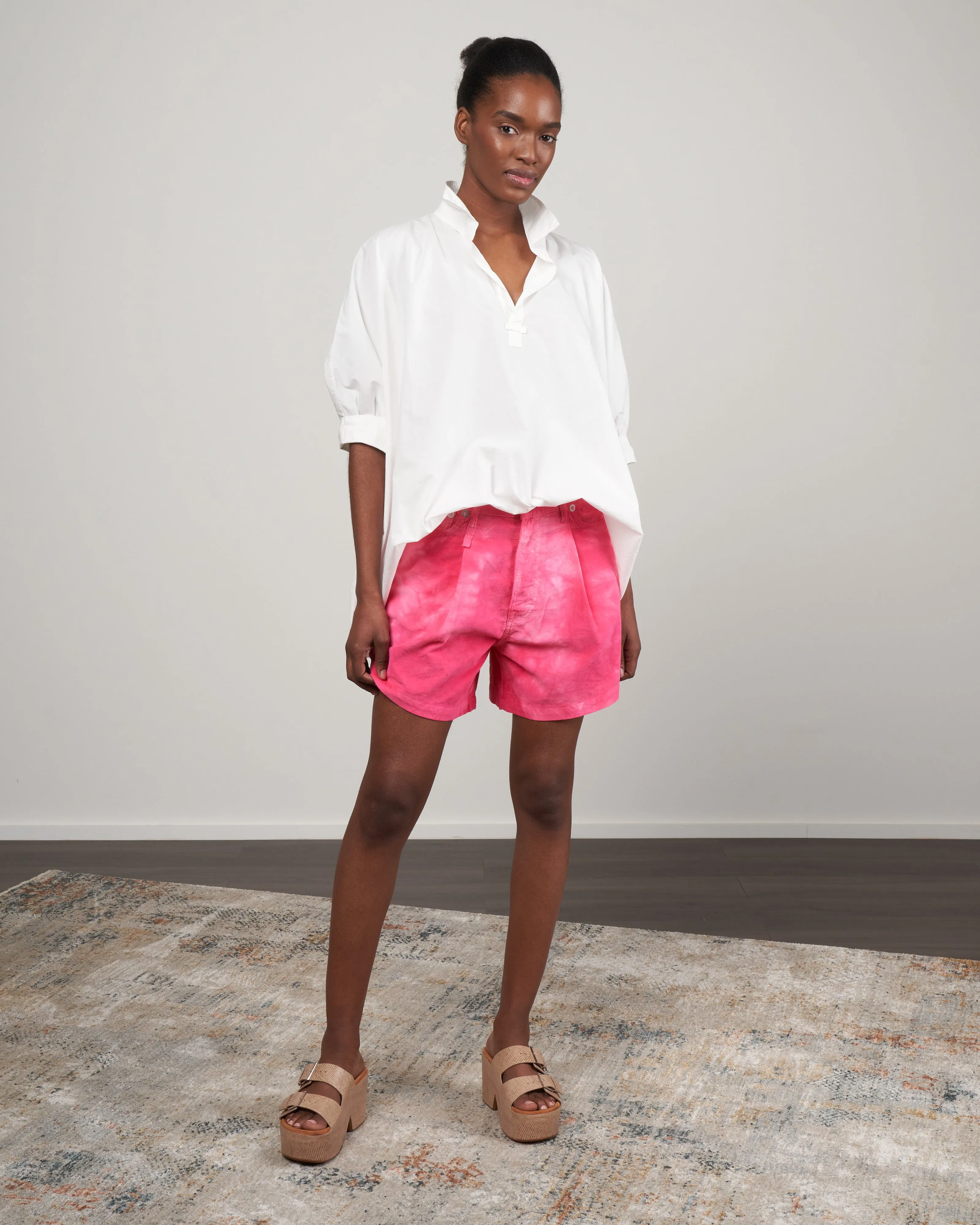 damon pleated short - fuchsia