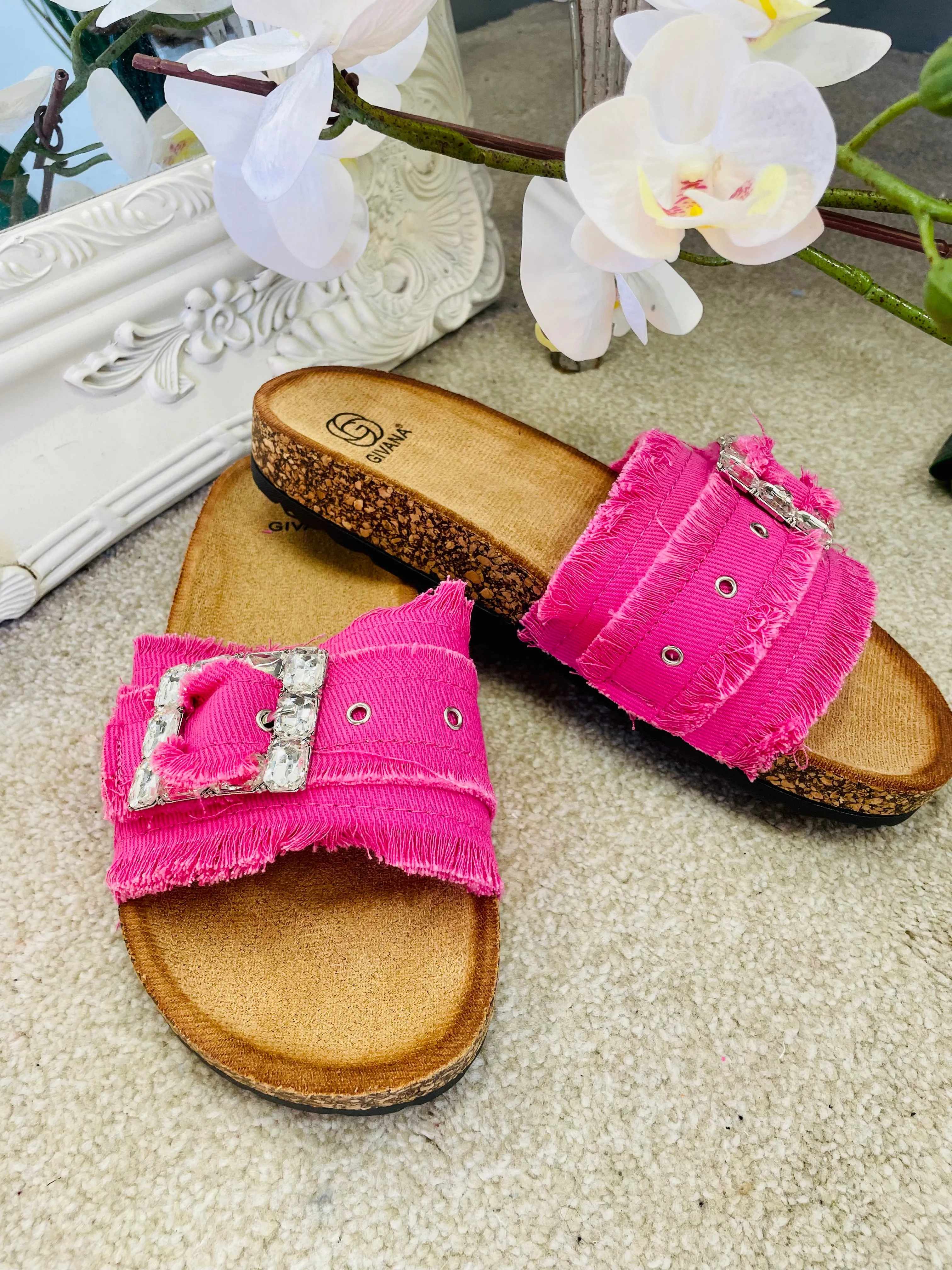 DENIM DIAMANTE SLIDERS ( 9605 ) - 2 colours