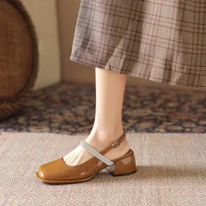 Diamond Sandals Thick Heel Square Head Classic