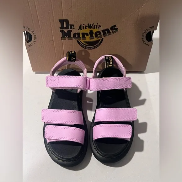 Dr Martens Air Wair Kids Klaire J Leather Sandals Size 2 Pink JY004 NIB