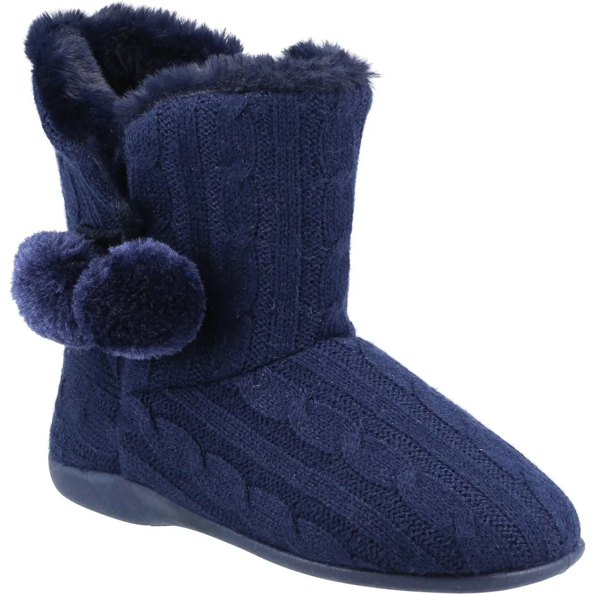 Fleet & Foster Apple Knitted Pom Poms Ladies Bootie Slippers