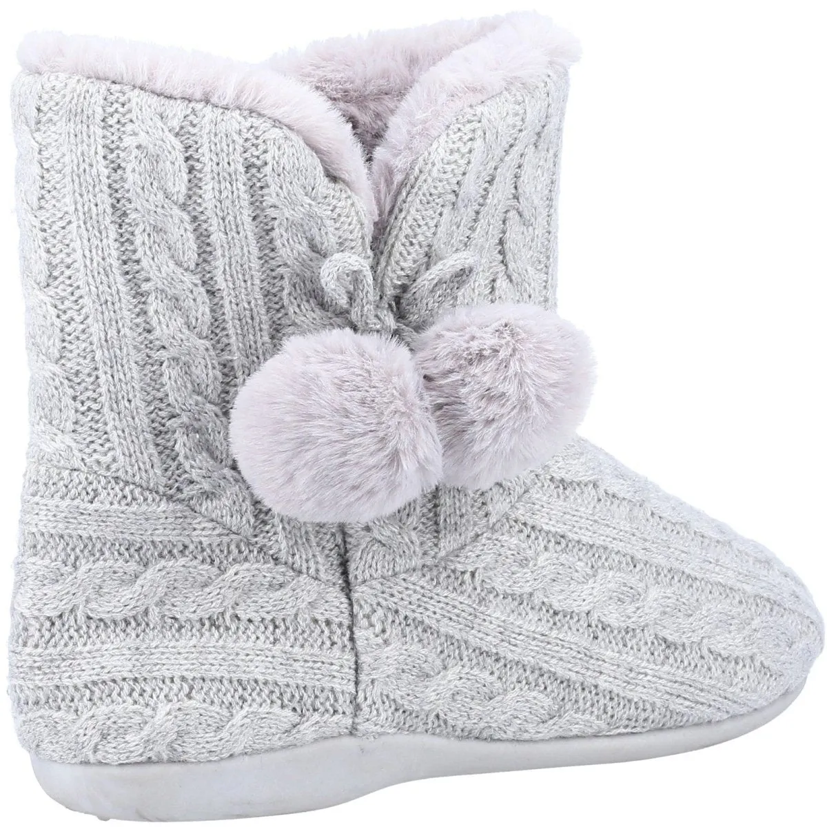 Fleet & Foster Apple Knitted Pom Poms Ladies Bootie Slippers