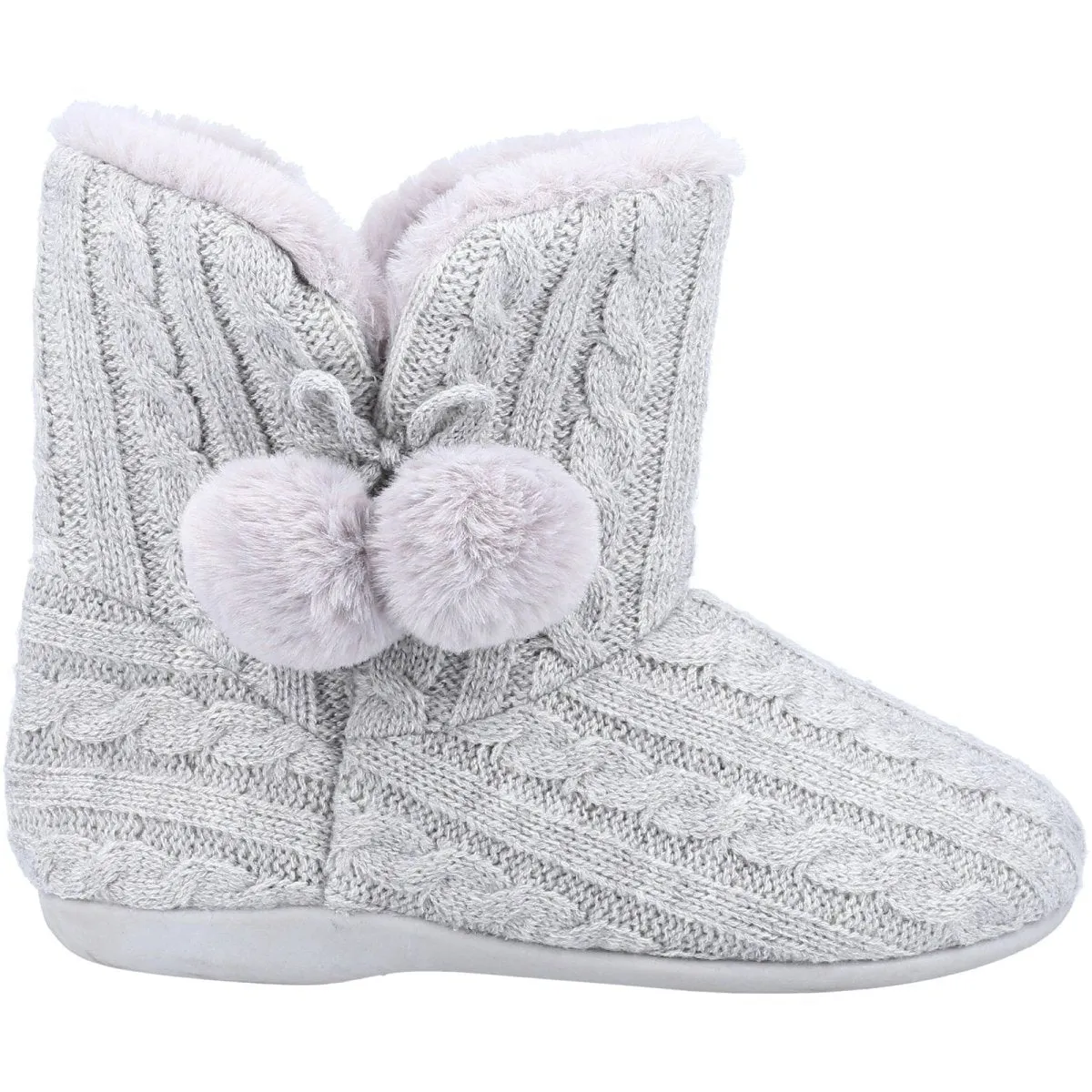 Fleet & Foster Apple Knitted Pom Poms Ladies Bootie Slippers
