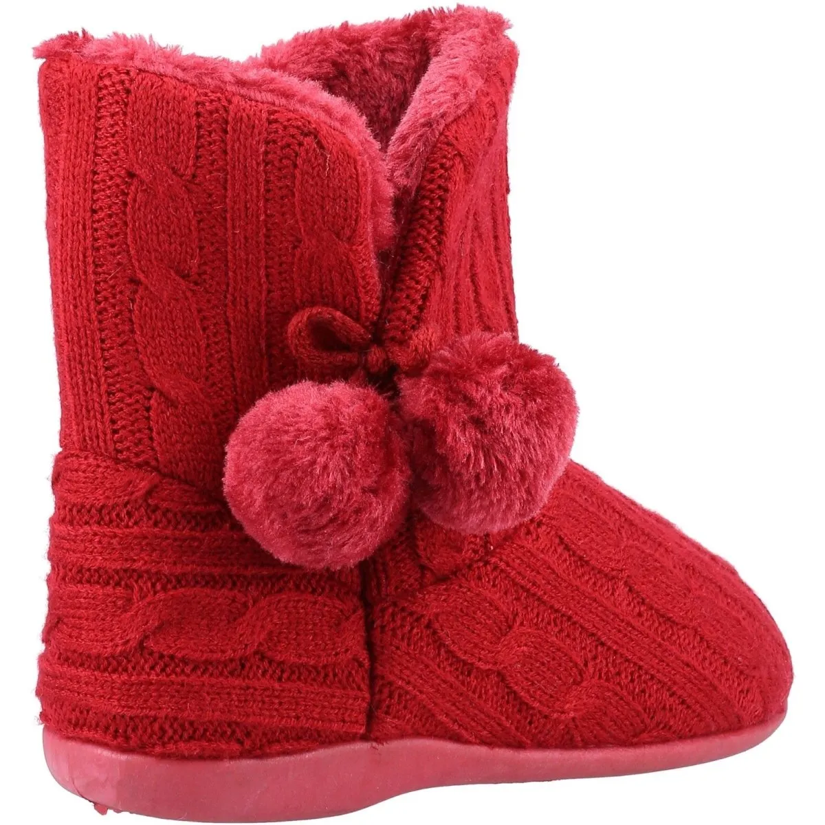 Fleet & Foster Apple Knitted Pom Poms Ladies Bootie Slippers