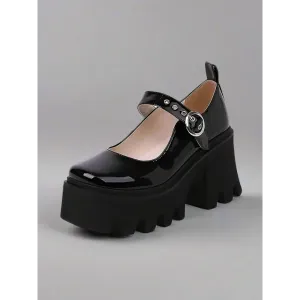 Floral Mary Jane Pumps in Soft Leather for Casual Spring and Autumn