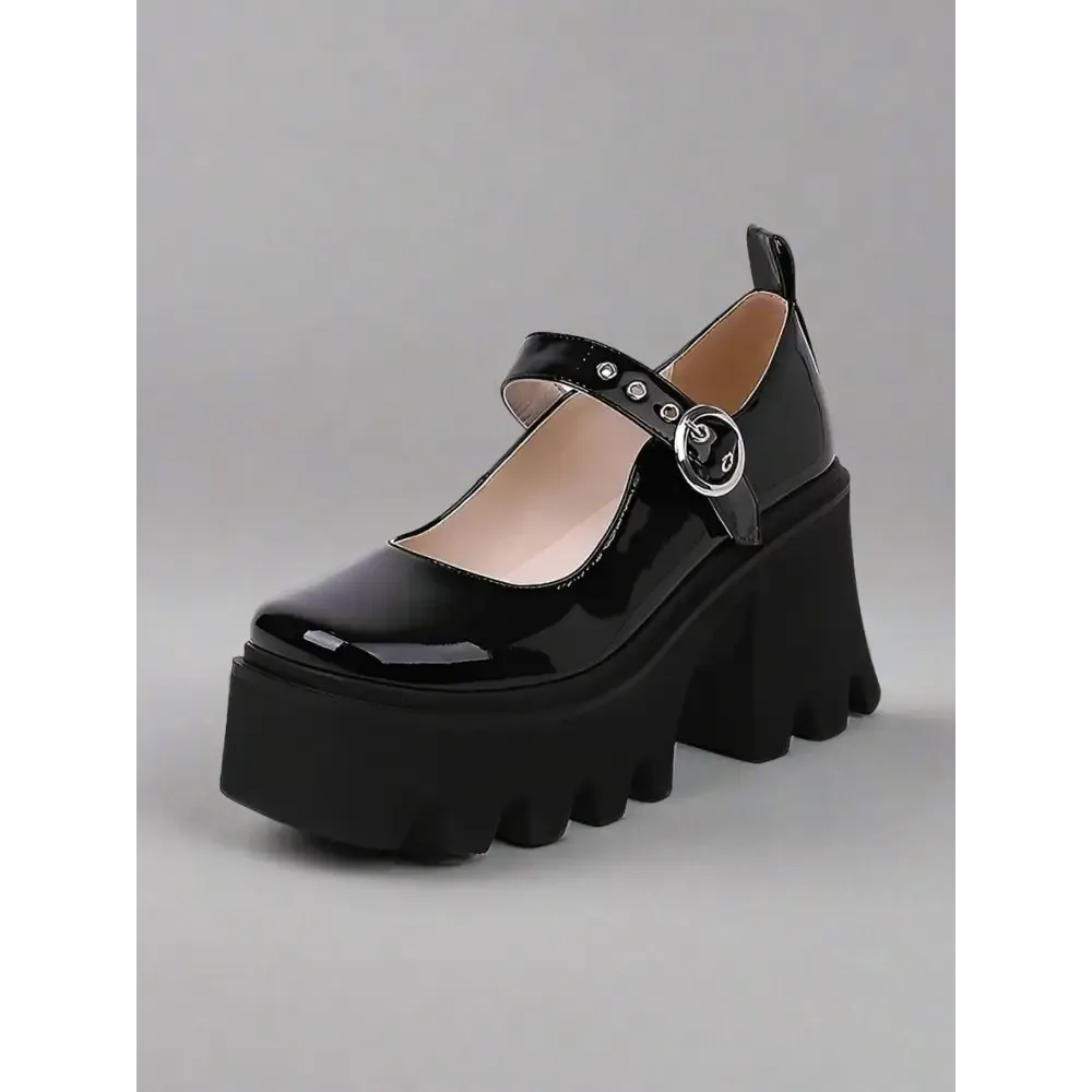 Floral Mary Jane Pumps in Soft Leather for Casual Spring and Autumn