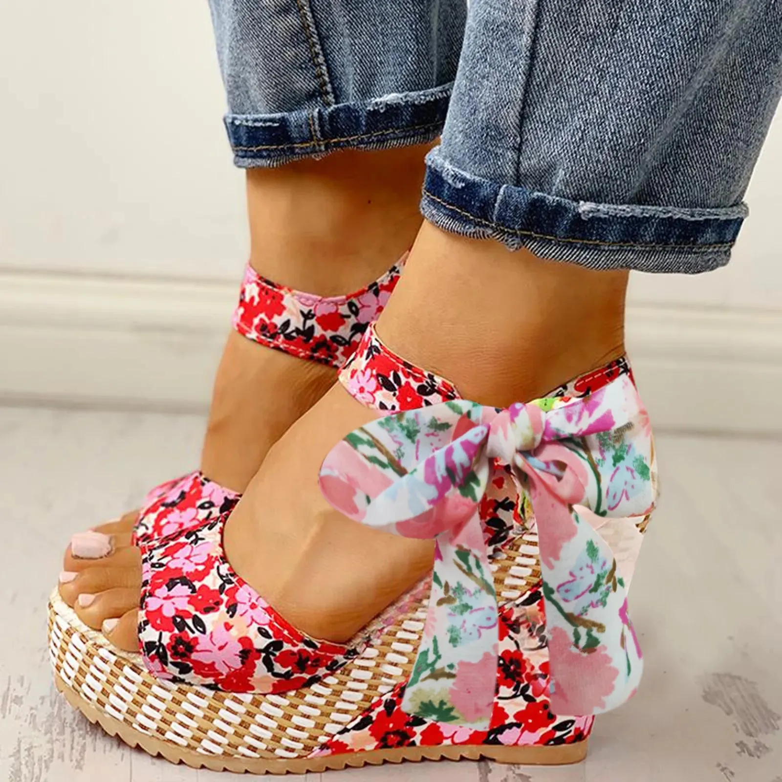 Floral Wedge Sandals | High Platform | Elegant & Trendy