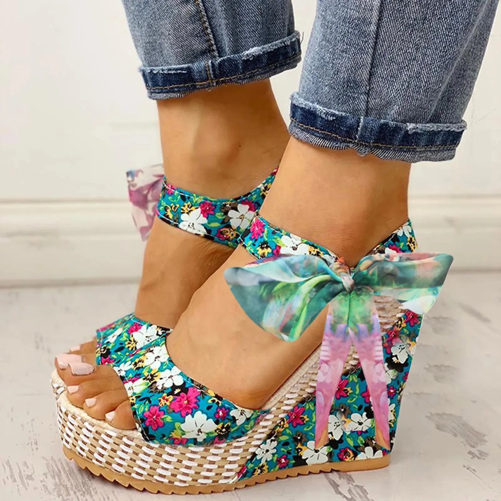 Floral Wedge Sandals | High Platform | Elegant & Trendy