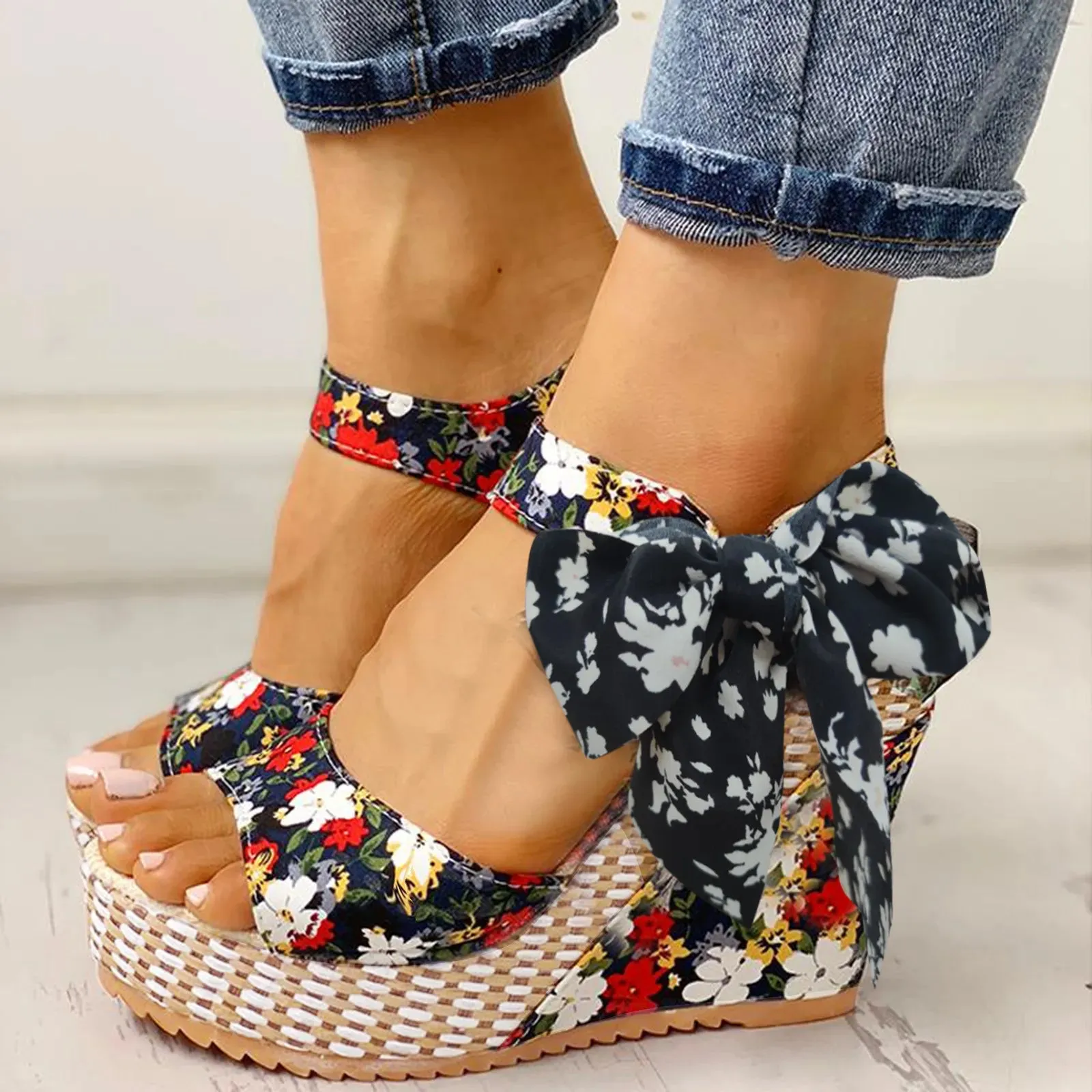 Floral Wedge Sandals | High Platform | Elegant & Trendy