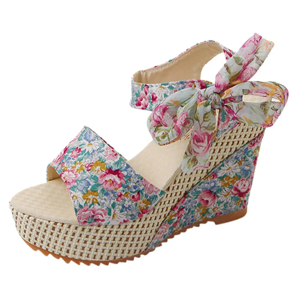 Floral Wedge Sandals | High Platform | Elegant & Trendy