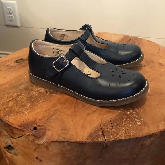 Footmates Navy Sherry Mary Janes Girls 11