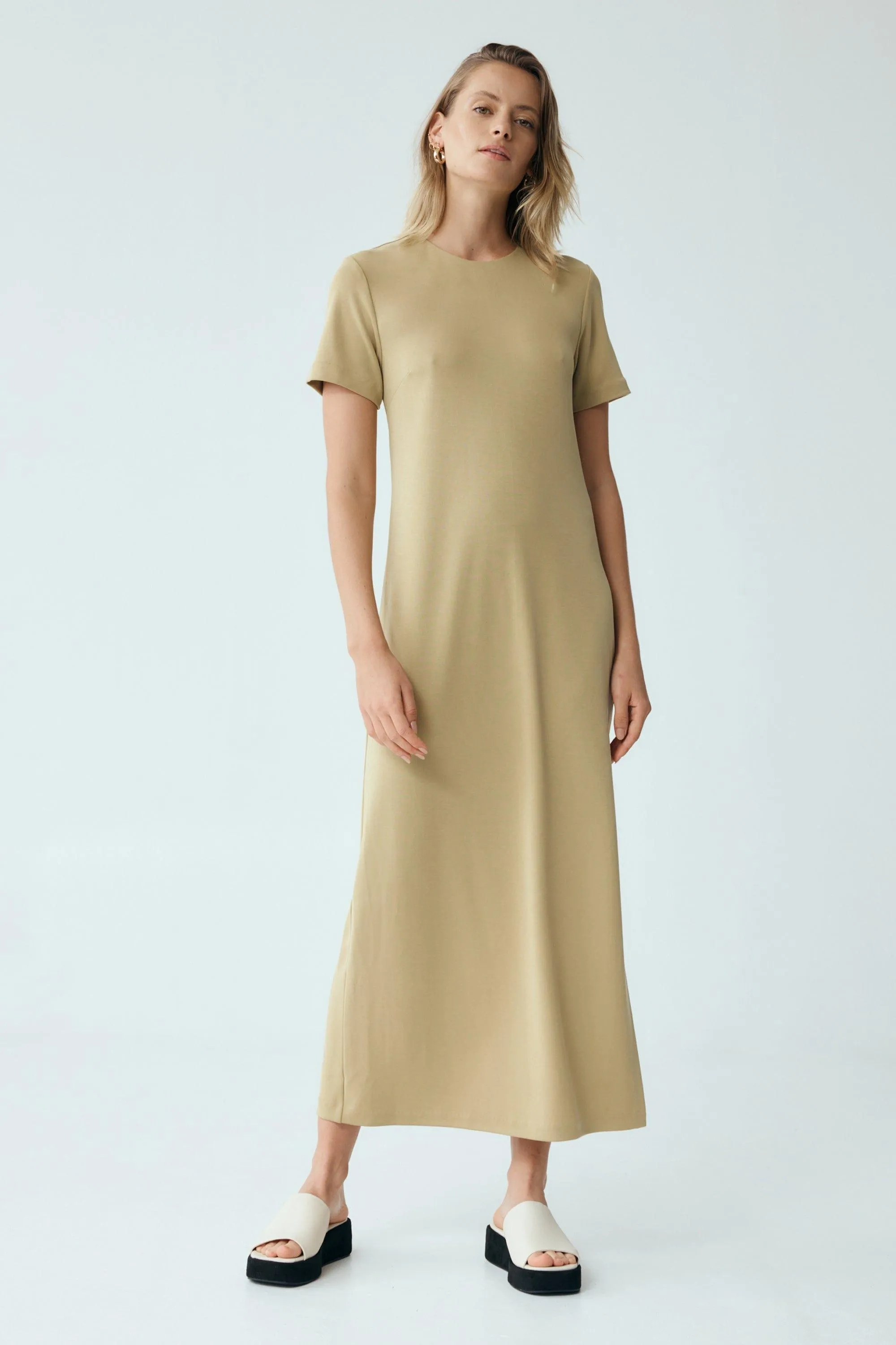 FORM MAXI TEE DRESS | KHAKI