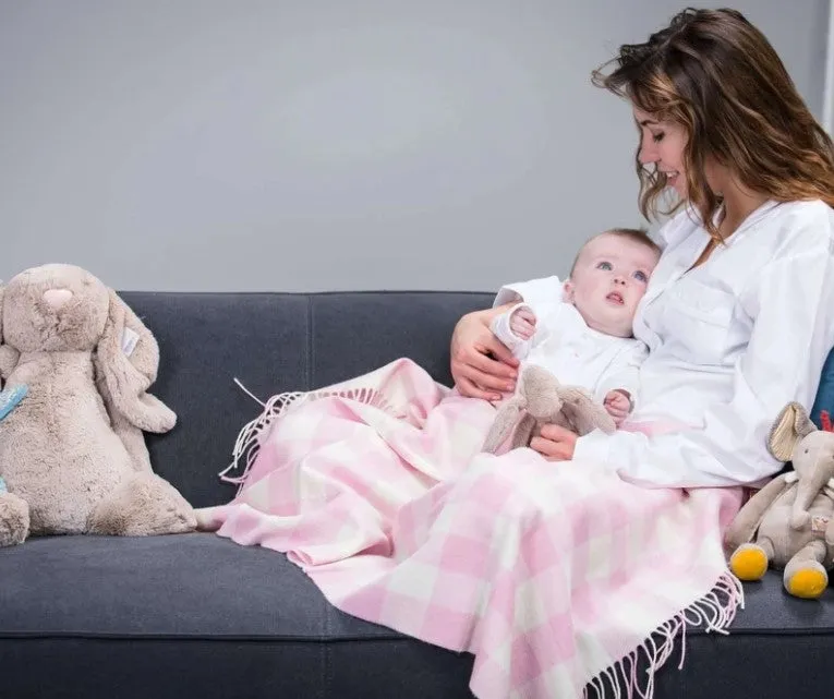 Foxford Pink Check Baby Blanket