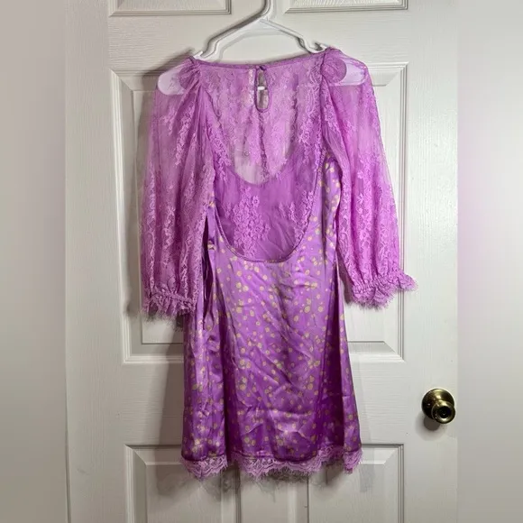 Free People About That Mini Dress NWOT Size S Iris Combo - Lilac