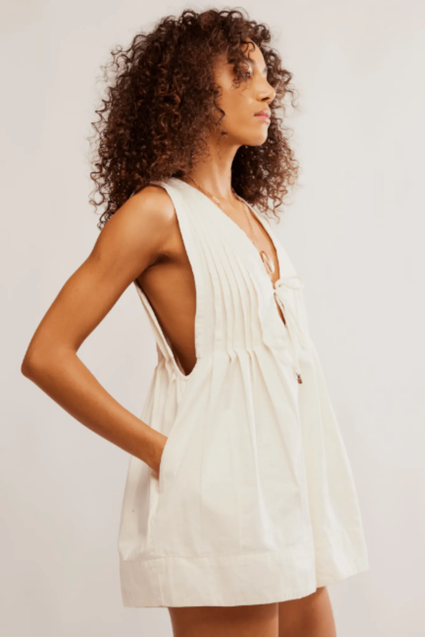 Free People: Webster Romper in Ecru Wash