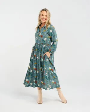 Geneva Button Placket Dress (Blue)