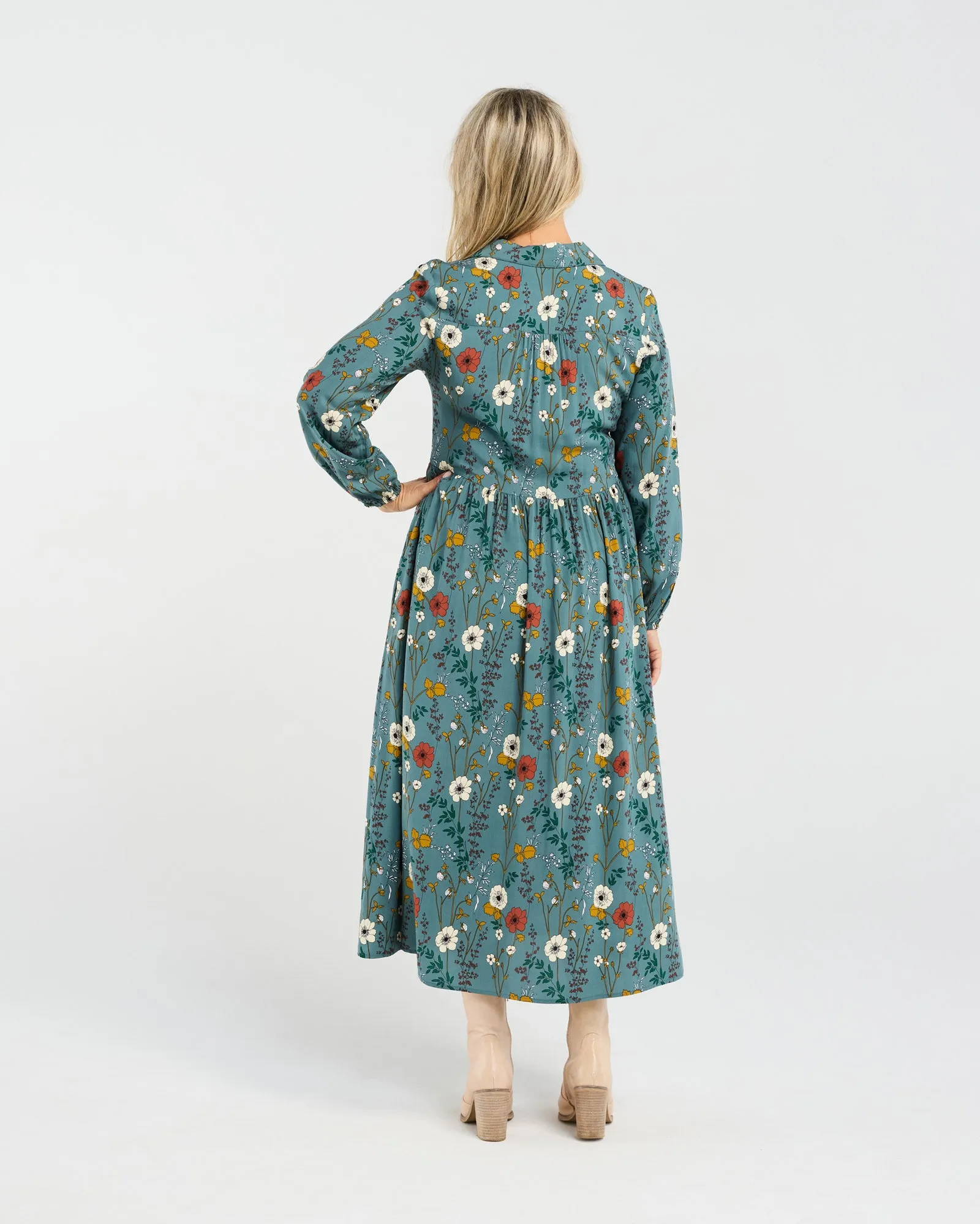 Geneva Button Placket Dress (Blue)
