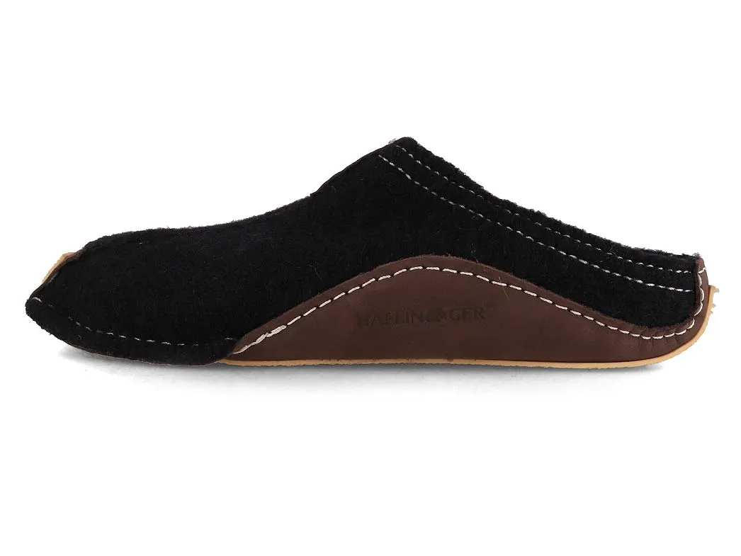 HAFLINGER Men Women Boiled Wool Slippers 'Pocahontas', black