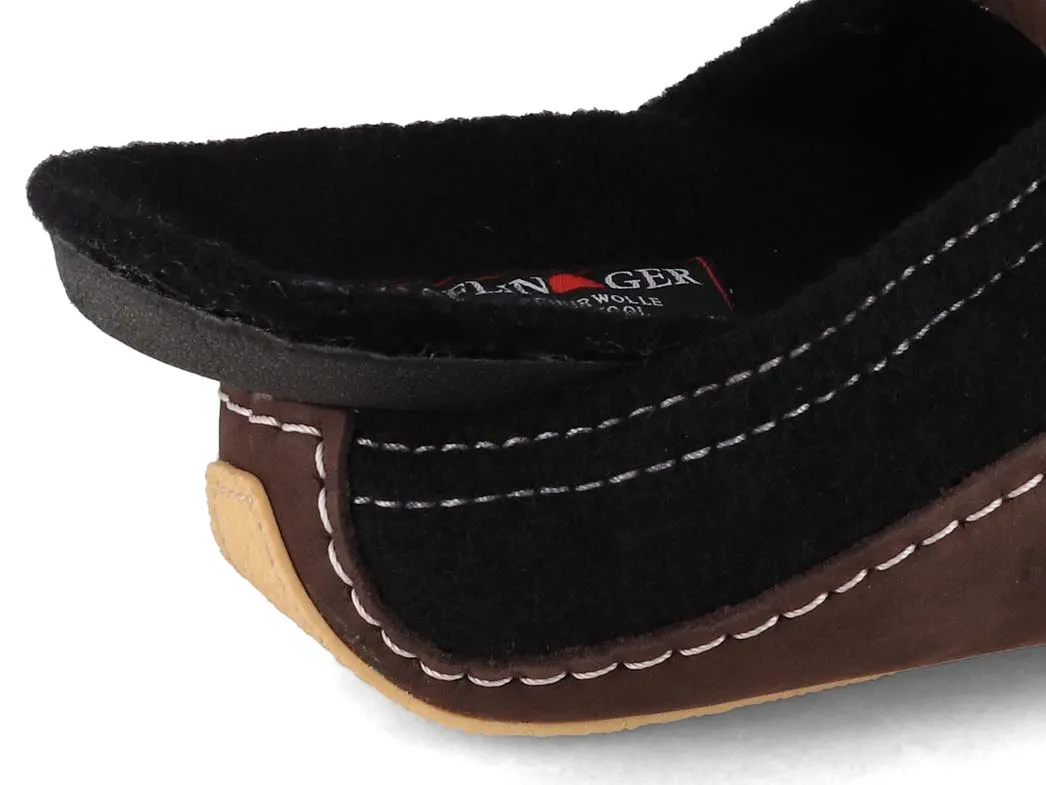 HAFLINGER Men Women Boiled Wool Slippers 'Pocahontas', black