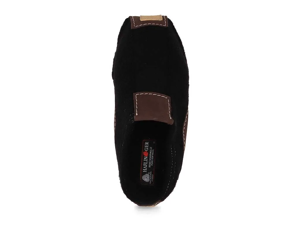HAFLINGER Men Women Boiled Wool Slippers 'Pocahontas', black