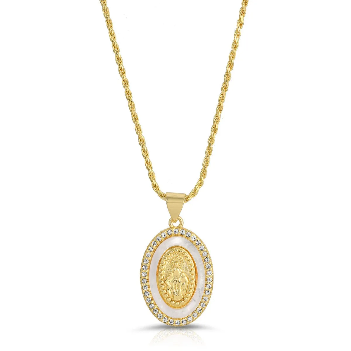 Holy Mother Mary Necklace in Gold