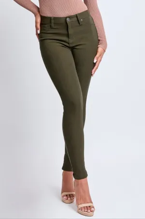 Hyperstrech Mid-Rise Skinny Jean in Dark Olive