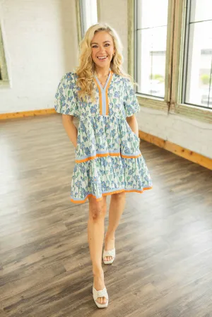 IRIS FLORAL BABY DOLL MINI DRESS