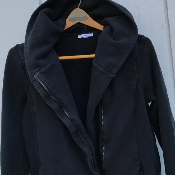 James Perse Moto Hoodie Jacket Asymmetrical Zip