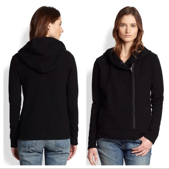 James Perse Moto Hoodie Jacket Asymmetrical Zip