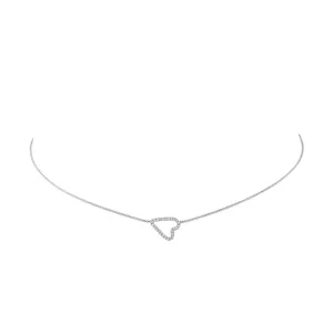 Jane Kaye Sideways Diamond Pave Heart Necklace