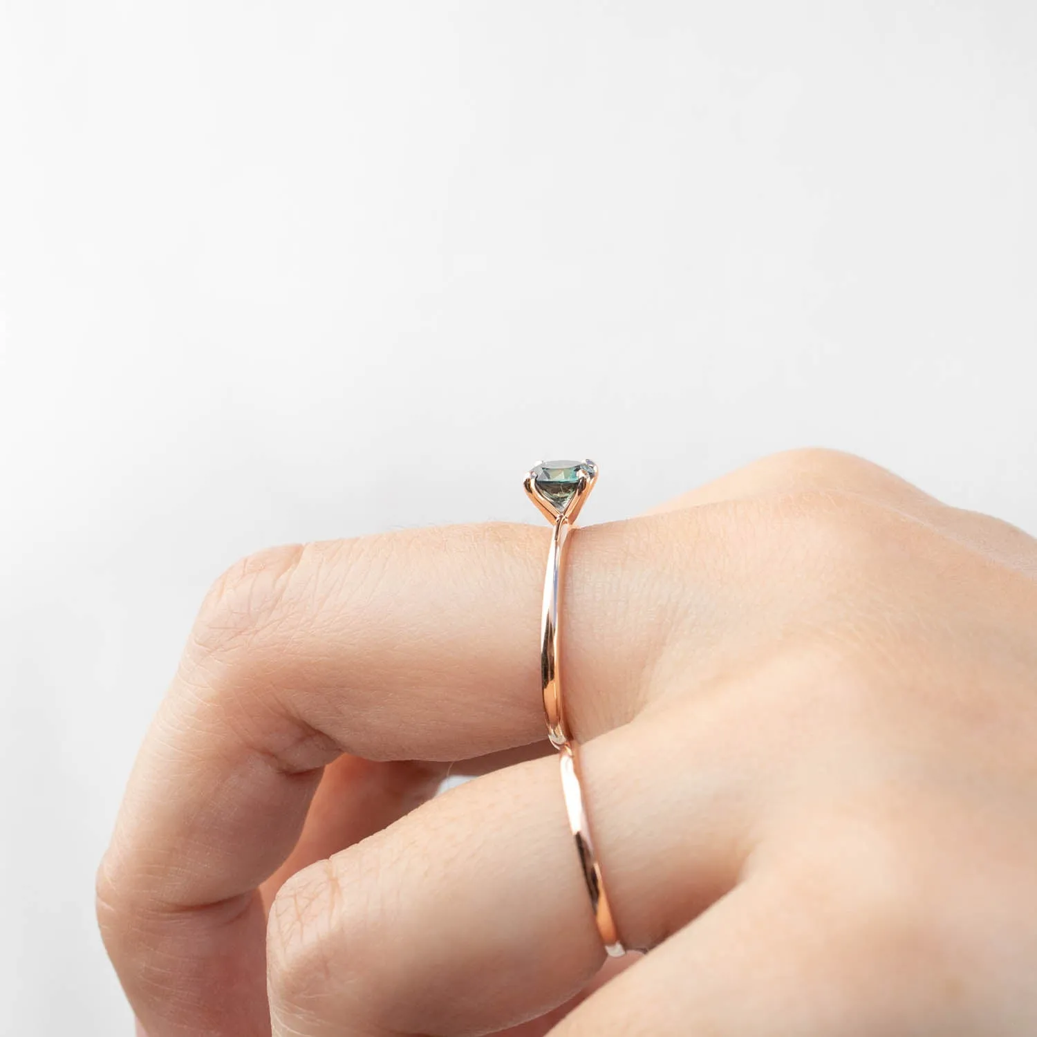 Jane Ring - 0.96ct Blue-Green Queensland Sapphire, 14k Rose Gold (One of a kind)