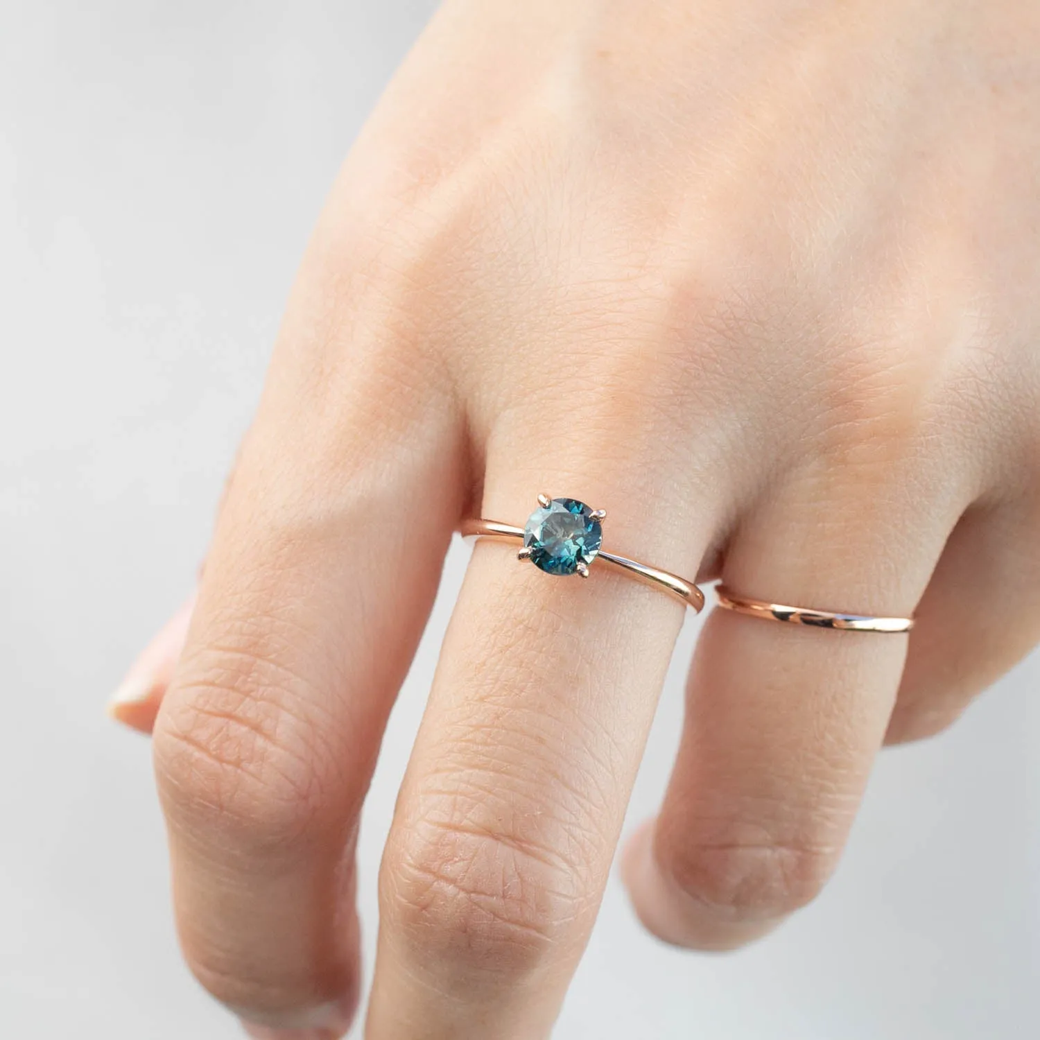 Jane Ring - 0.96ct Blue-Green Queensland Sapphire, 14k Rose Gold (One of a kind)