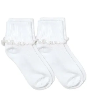 Jefferies Socks Ripple Edge Smooth Toe Turn Cuff Socks - White/White