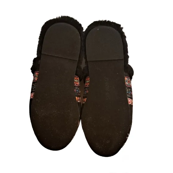 Johnny Was Ardell Floral Faux Fur Slippers
