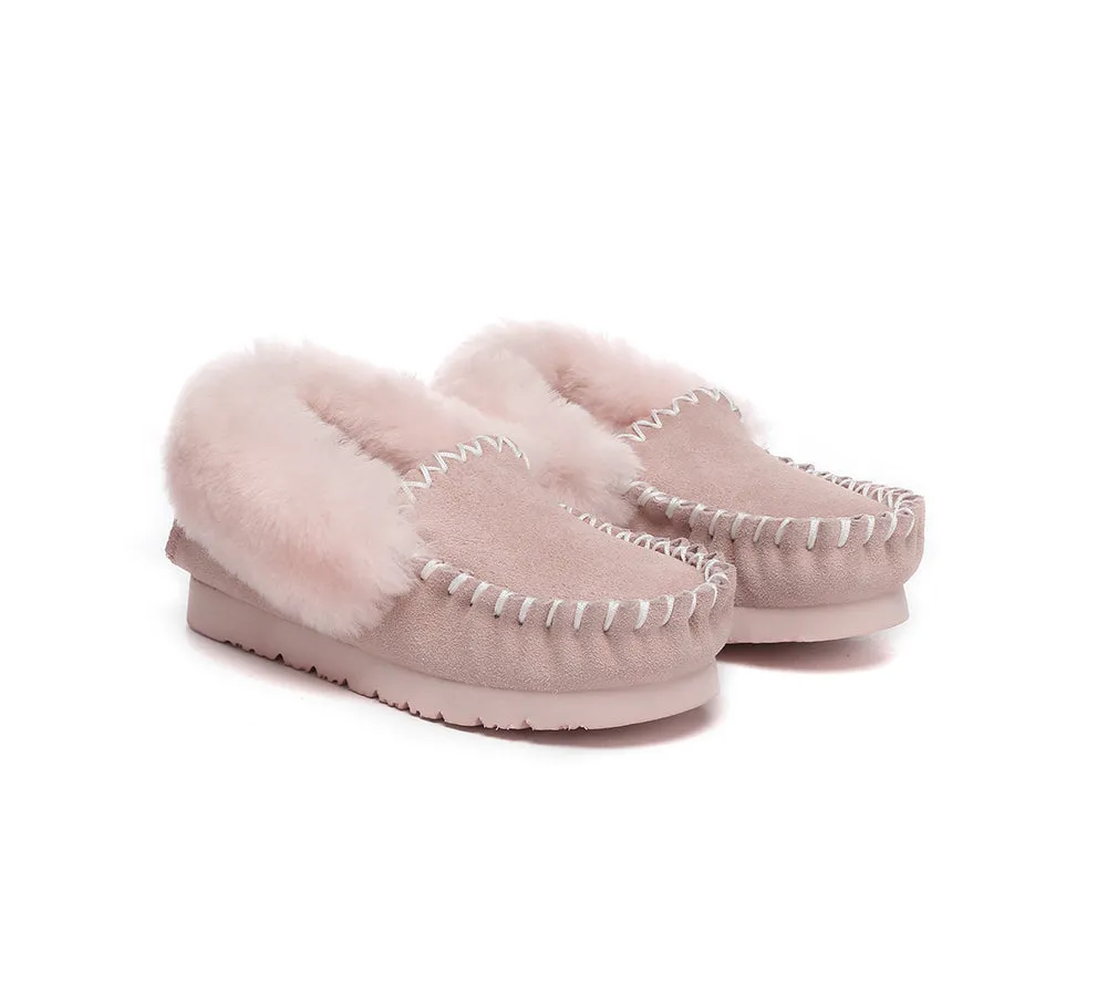 Kids Sheepskin Wool Ankle Slippers Popo Moccasin