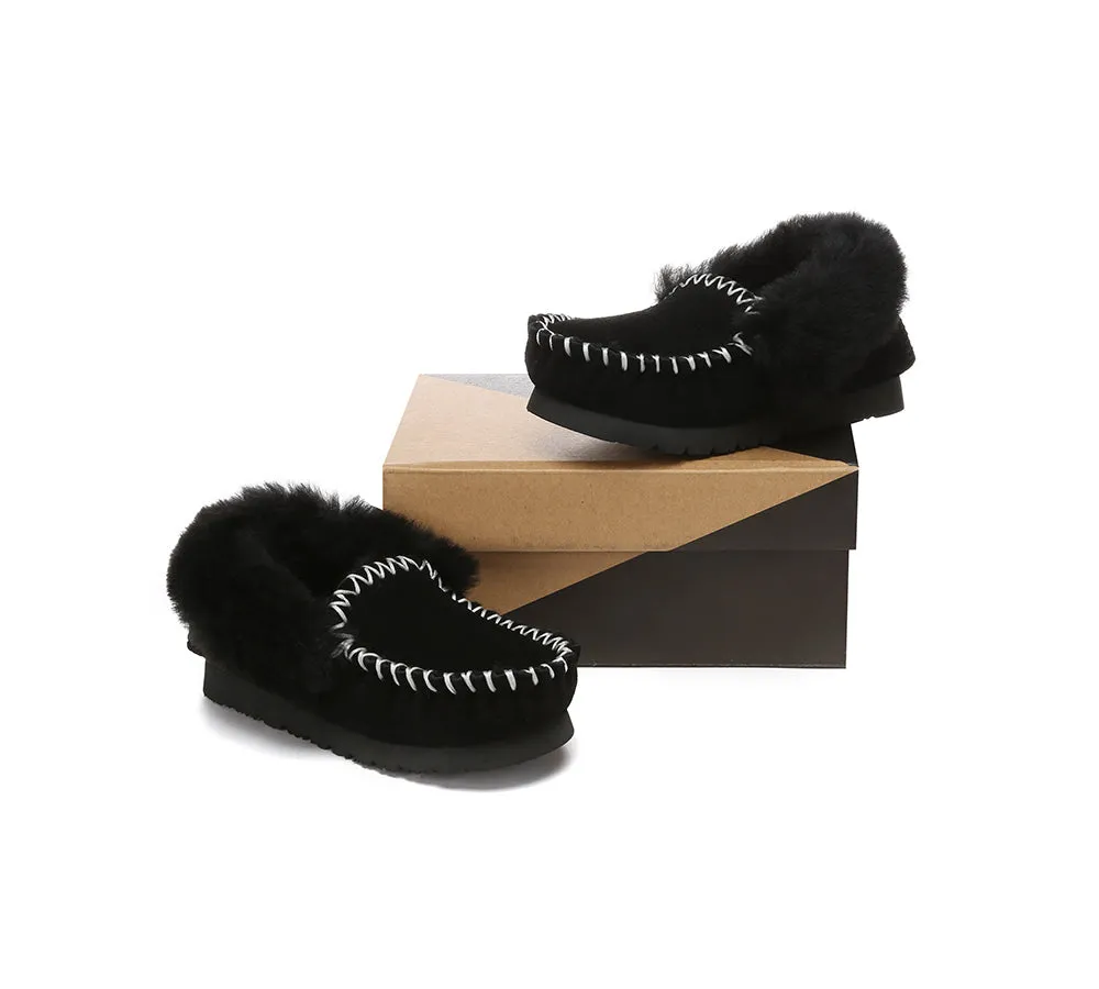 Kids Sheepskin Wool Ankle Slippers Popo Moccasin