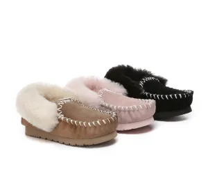 Kids Sheepskin Wool Ankle Slippers Popo Moccasin